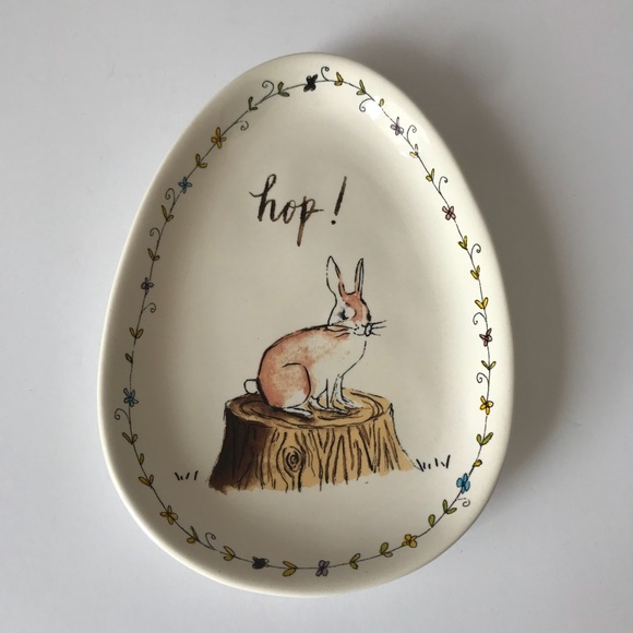 Rae Dunn Other - New Rae Dunn HOP BUNNY egg shaped plate/dish